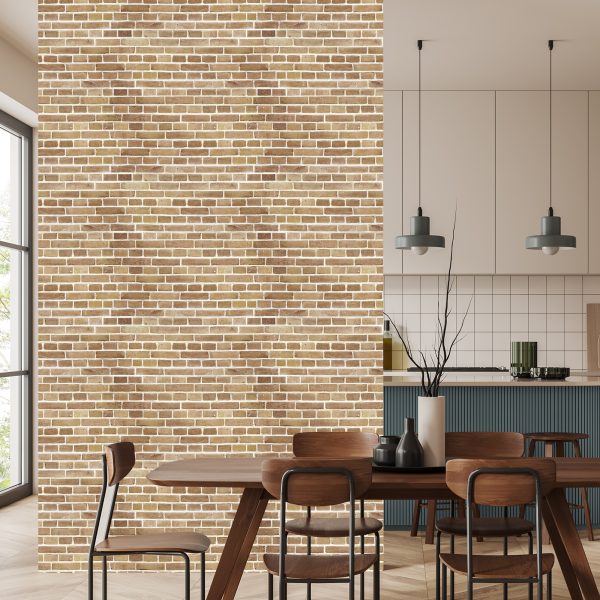 Behang Bakstenen Muur In Beige Tinten - Afbeelding 4