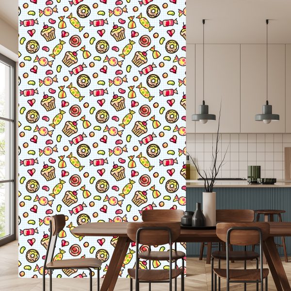 Behang Minimalistische Kleurrijke Snoepjes - Afbeelding 4