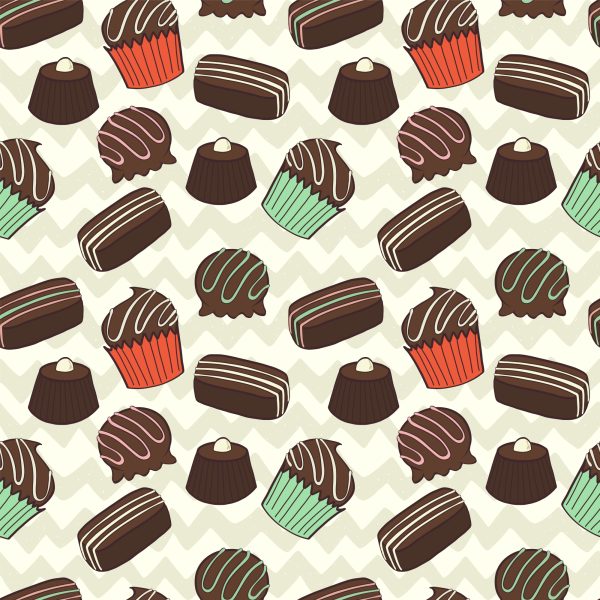Behang Cupcakes Op De Zigzagachtergrond - Afbeelding 2