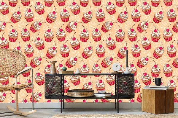Behang Muffins Met Kers - Afbeelding 5