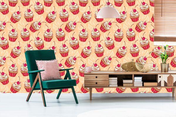 Behang Muffins Met Kers - Afbeelding 6