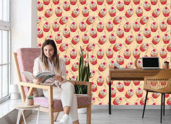 Behang Muffins Met Kers - Afbeelding 7