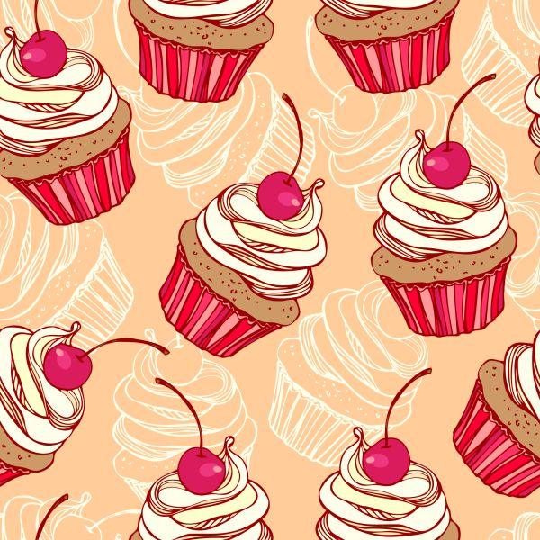 Behang Muffins Met Kers - Afbeelding 2