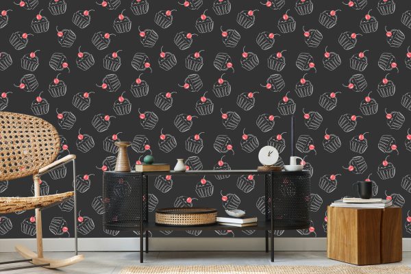 Behang Cupcake Met Kers - Afbeelding 5