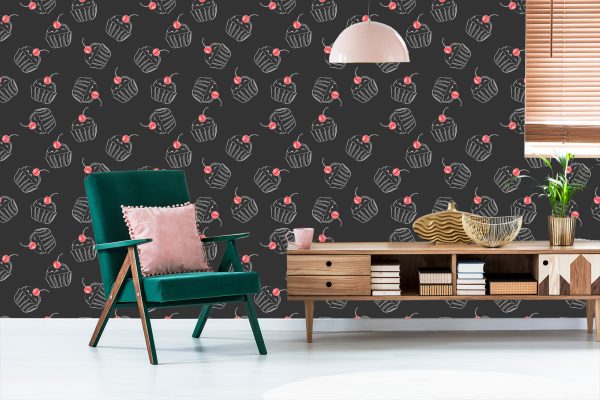 Behang Cupcake Met Kers - Afbeelding 6