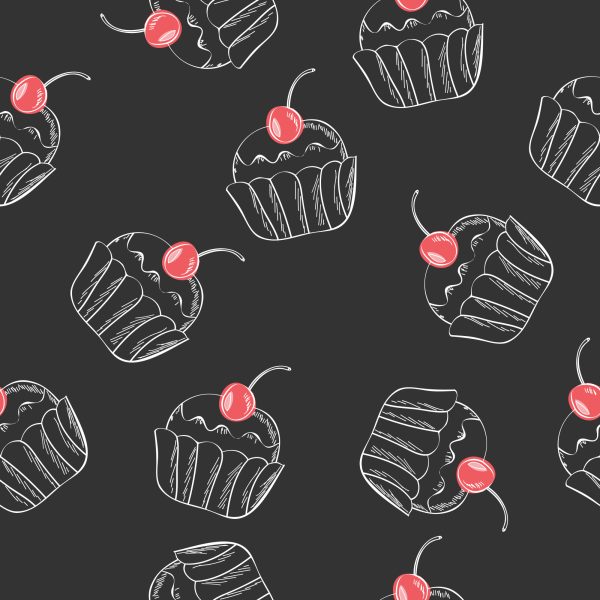 Behang Cupcake Met Kers - Afbeelding 2