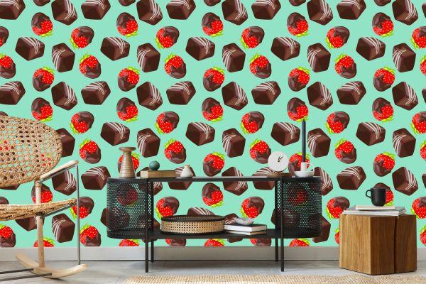Behang Aardbeien In Chocolade - Afbeelding 5
