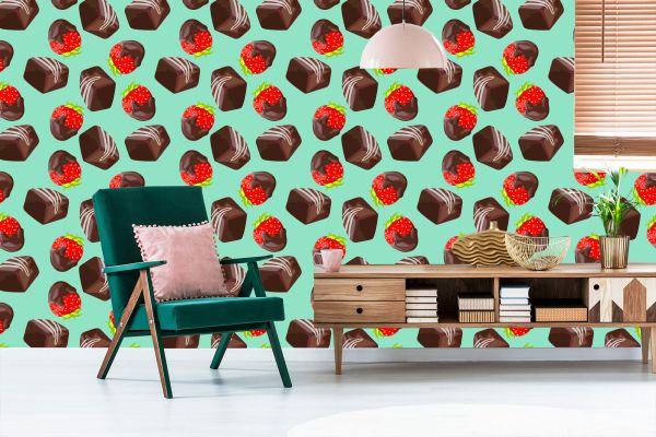 Behang Aardbeien In Chocolade - Afbeelding 6