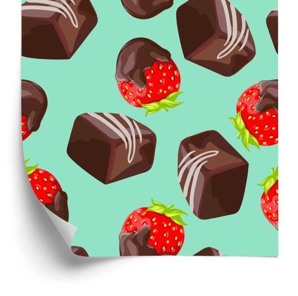 Behang Aardbeien In Chocolade