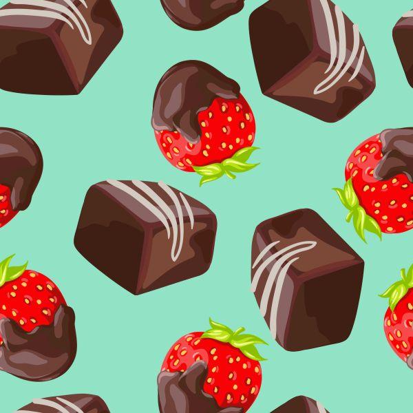 Behang Aardbeien In Chocolade - Afbeelding 2
