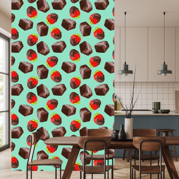 Behang Aardbeien In Chocolade - Afbeelding 4