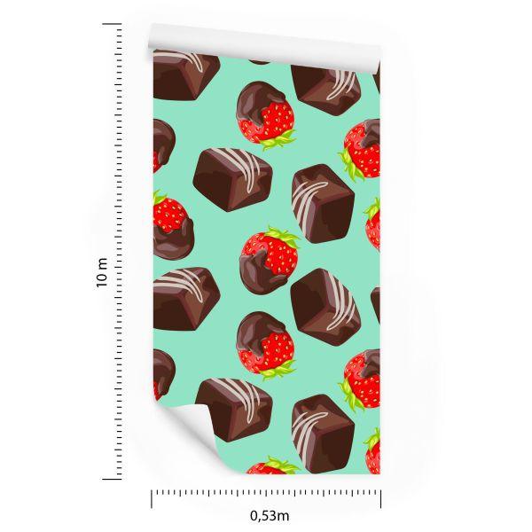 Behang Aardbeien In Chocolade - Afbeelding 8