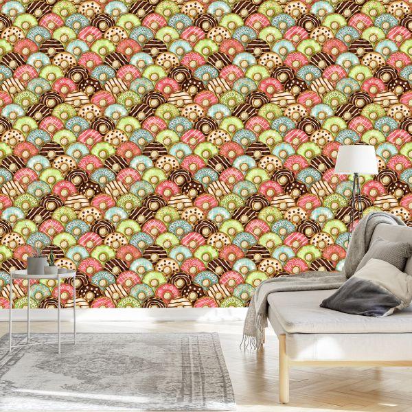 Behang Kleurrijke Donuts Met Glazuur - Afbeelding 3
