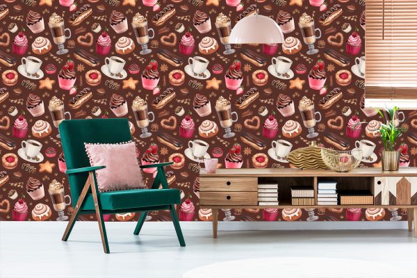 Behang Koffie Met Snoep - Afbeelding 6