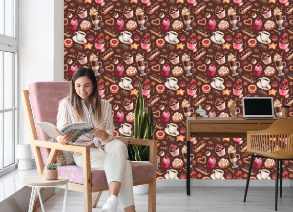 Behang Koffie Met Snoep - Afbeelding 7