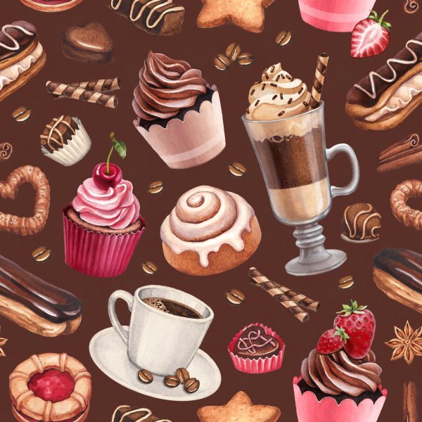 Behang Koffie Met Snoep - Afbeelding 2
