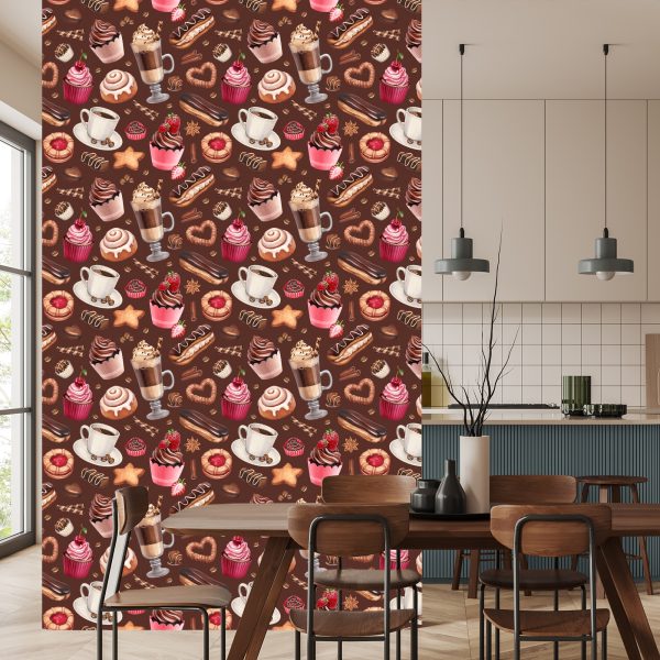 Behang Koffie Met Snoep - Afbeelding 4