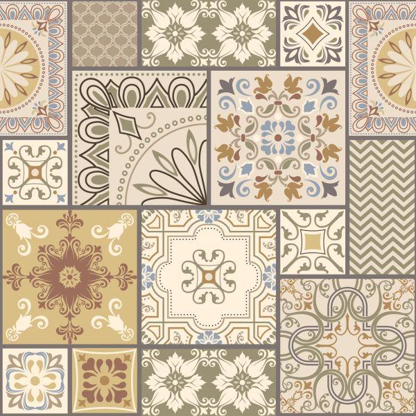 Behang Abstract Mozaïek In De Vorm Van Patchwork - Afbeelding 2
