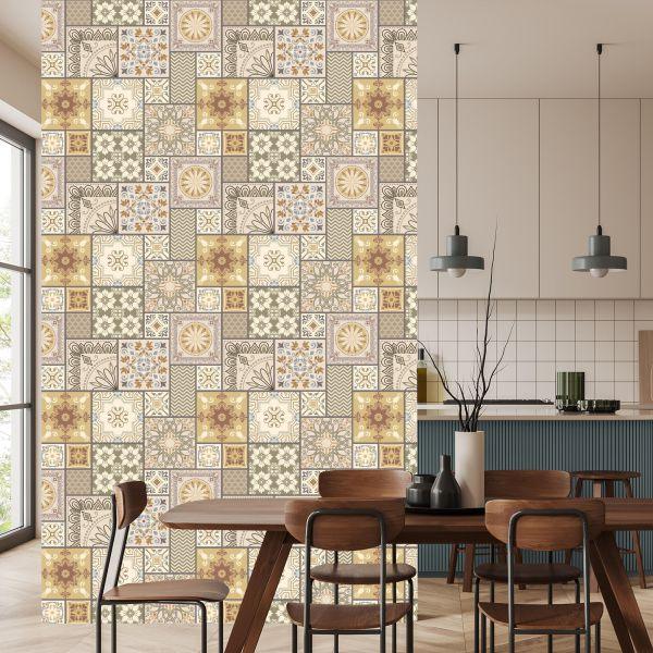 Behang Abstract Mozaïek In De Vorm Van Patchwork - Afbeelding 4
