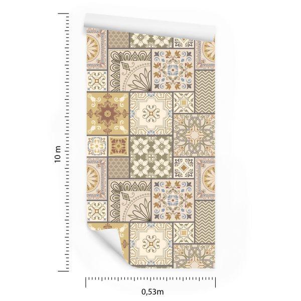 Behang Abstract Mozaïek In De Vorm Van Patchwork - Afbeelding 8