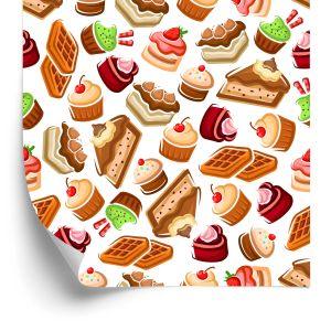 Behang Kleurrijke Zoete Gebakjes