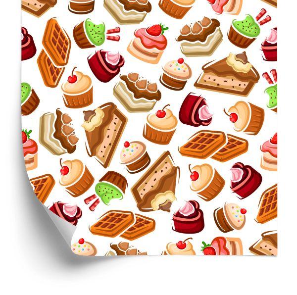 Behang Kleurrijke Zoete Gebakjes