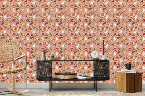 Behang Kerst Peperkoek - Afbeelding 5