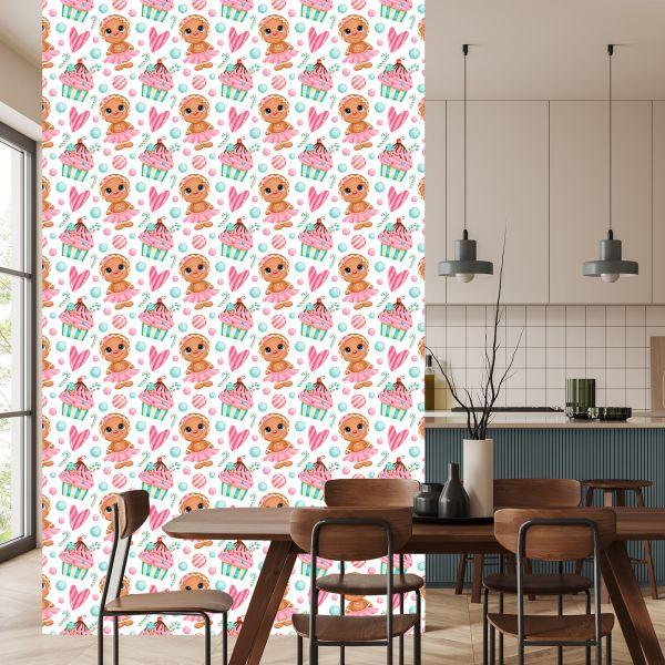 Behang Peperkoekmannetjes Met Hartjes - Afbeelding 4