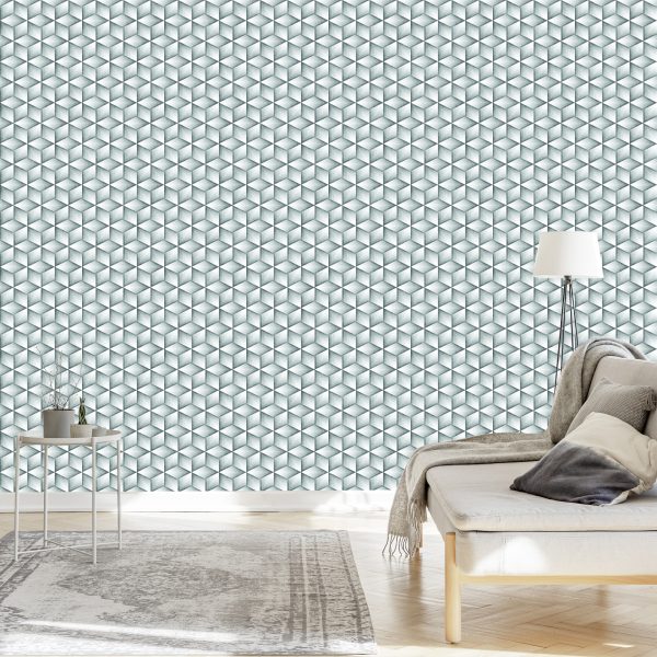Behang Grijze Kubussen - 3D-Effect - Afbeelding 3