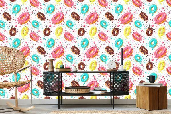 Behang Kleurrijke Donuts Met Glazuur - Afbeelding 5