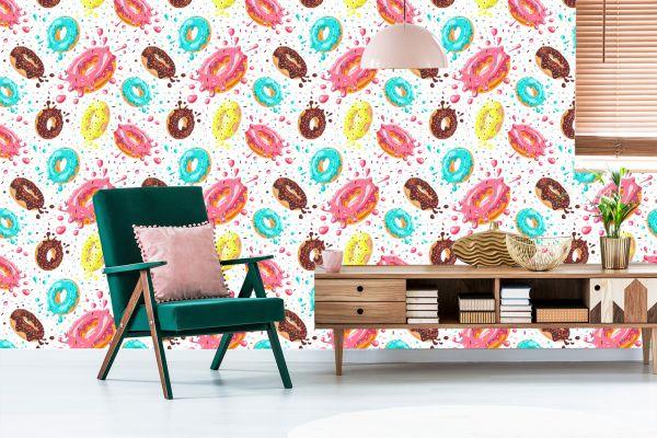 Behang Kleurrijke Donuts Met Glazuur - Afbeelding 6