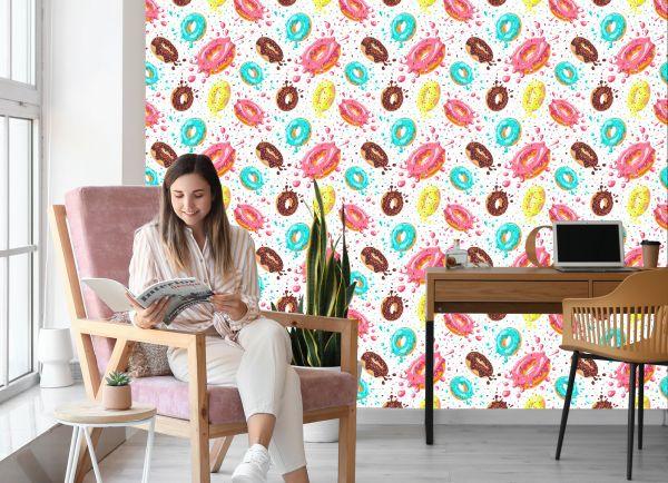 Behang Kleurrijke Donuts Met Glazuur - Afbeelding 7