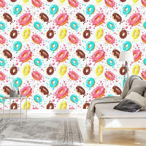 Behang Kleurrijke Donuts Met Glazuur - Afbeelding 3