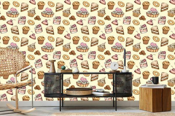 Behang Zoete Vintage Gebakjes - Afbeelding 5