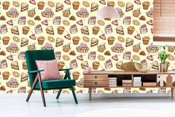 Behang Zoete Vintage Gebakjes - Afbeelding 6