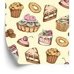 Behang Zoete Vintage Gebakjes