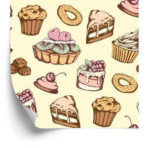 Behang Zoete Vintage Gebakjes