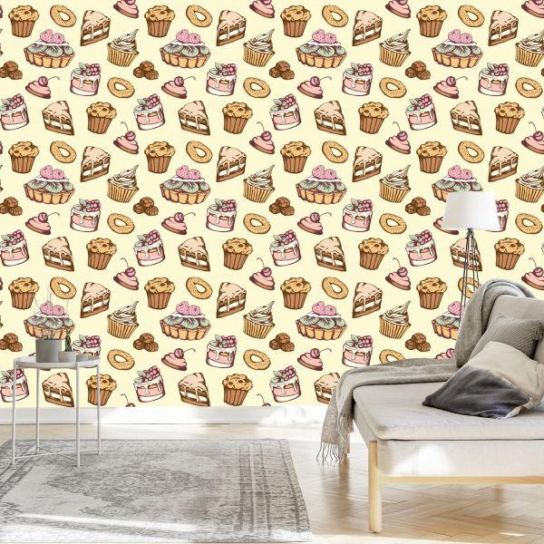 Behang Zoete Vintage Gebakjes - Afbeelding 3