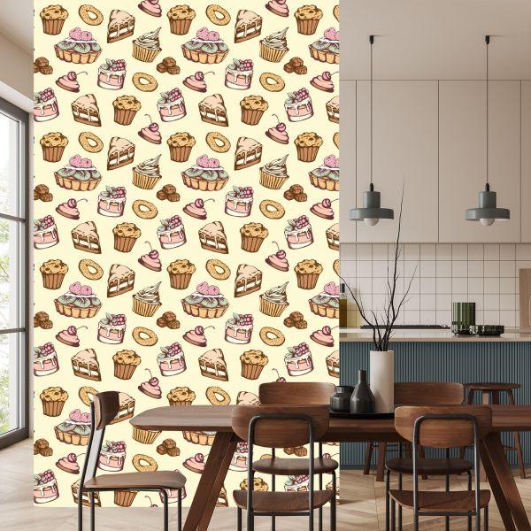Behang Zoete Vintage Gebakjes - Afbeelding 4