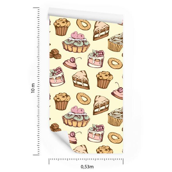 Behang Zoete Vintage Gebakjes - Afbeelding 8