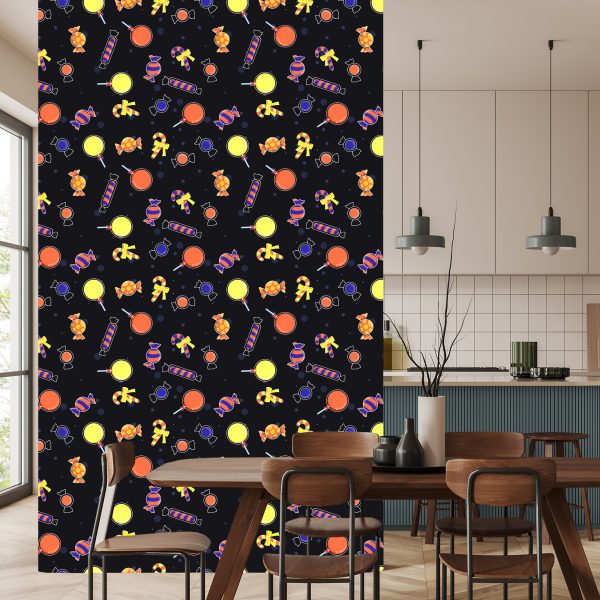 Behang Kleurrijke Snoepjes Voor Halloween - Afbeelding 4