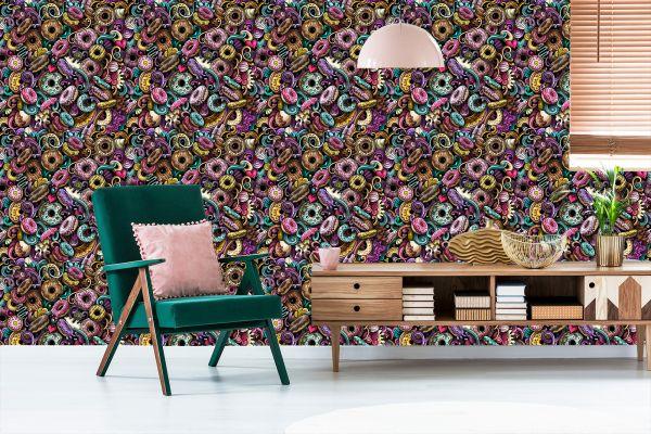 Behang Donuts In Graffitistijl - Afbeelding 6