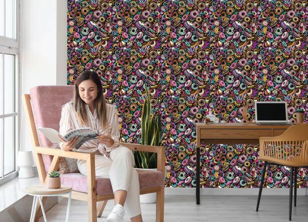 Behang Donuts In Graffitistijl - Afbeelding 7