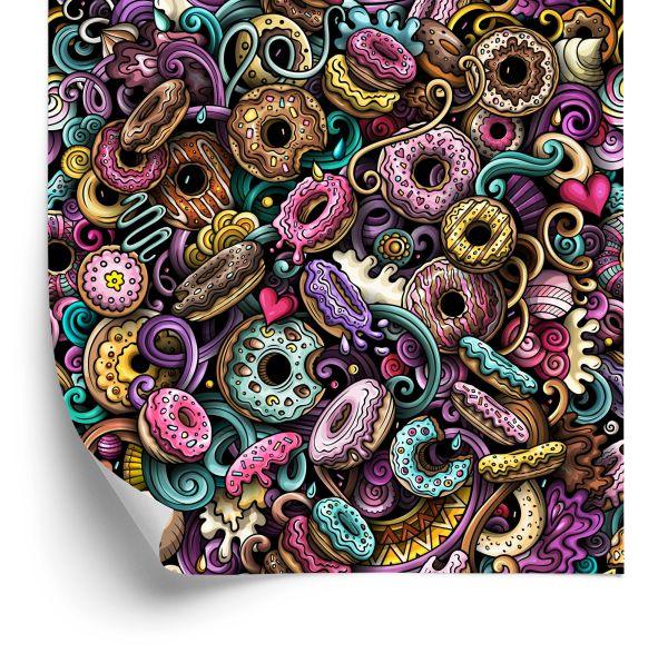 Behang Donuts In Graffitistijl