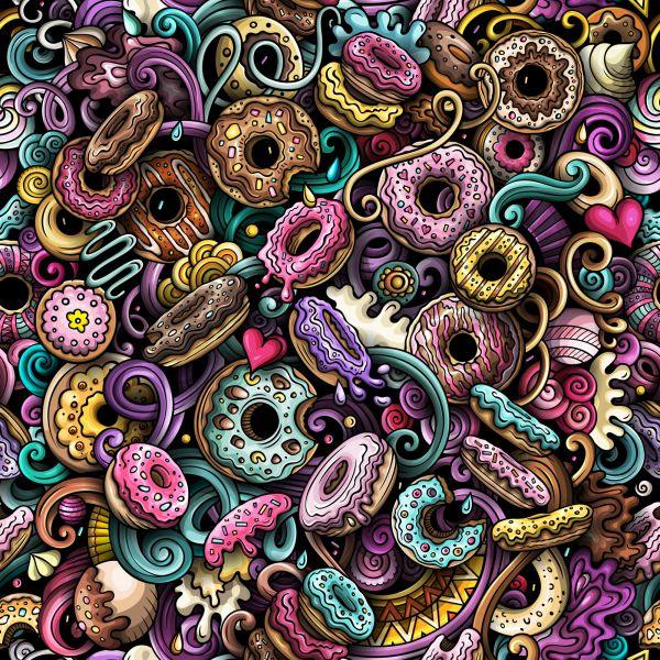 Behang Donuts In Graffitistijl - Afbeelding 2