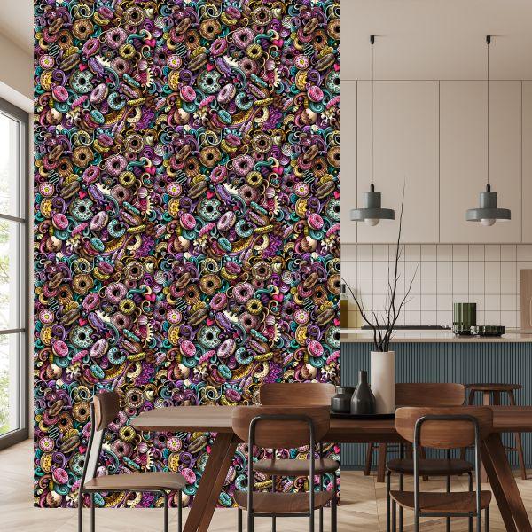 Behang Donuts In Graffitistijl - Afbeelding 4