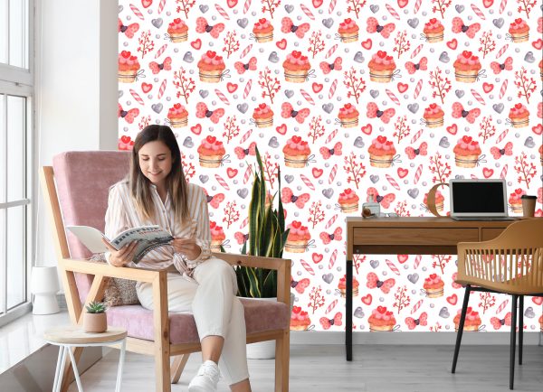Behang Met Aquarel Geschilderde Cupcakes - Afbeelding 7
