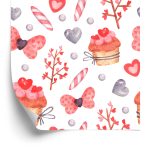 Behang Met Aquarel Geschilderde Cupcakes
