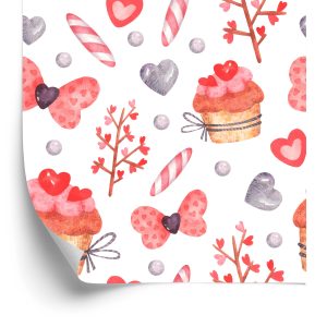 Behang Met Aquarel Geschilderde Cupcakes