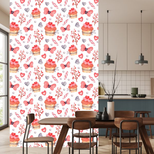 Behang Met Aquarel Geschilderde Cupcakes - Afbeelding 4